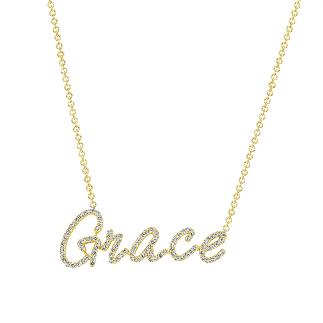 Colar Personalizado com Nome Em Zirconia Banhado a Ouro 18k