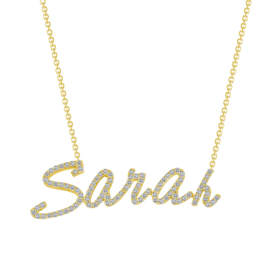 Colar Personalizado com Nome Em Zirconia Banhado a Ouro 18k