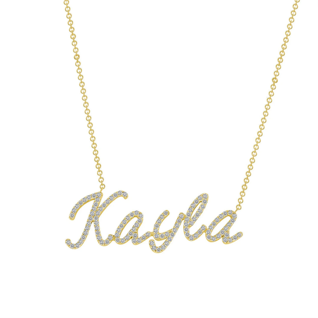 Colar Personalizado com Nome Em Zirconia Banhado a Ouro 18k