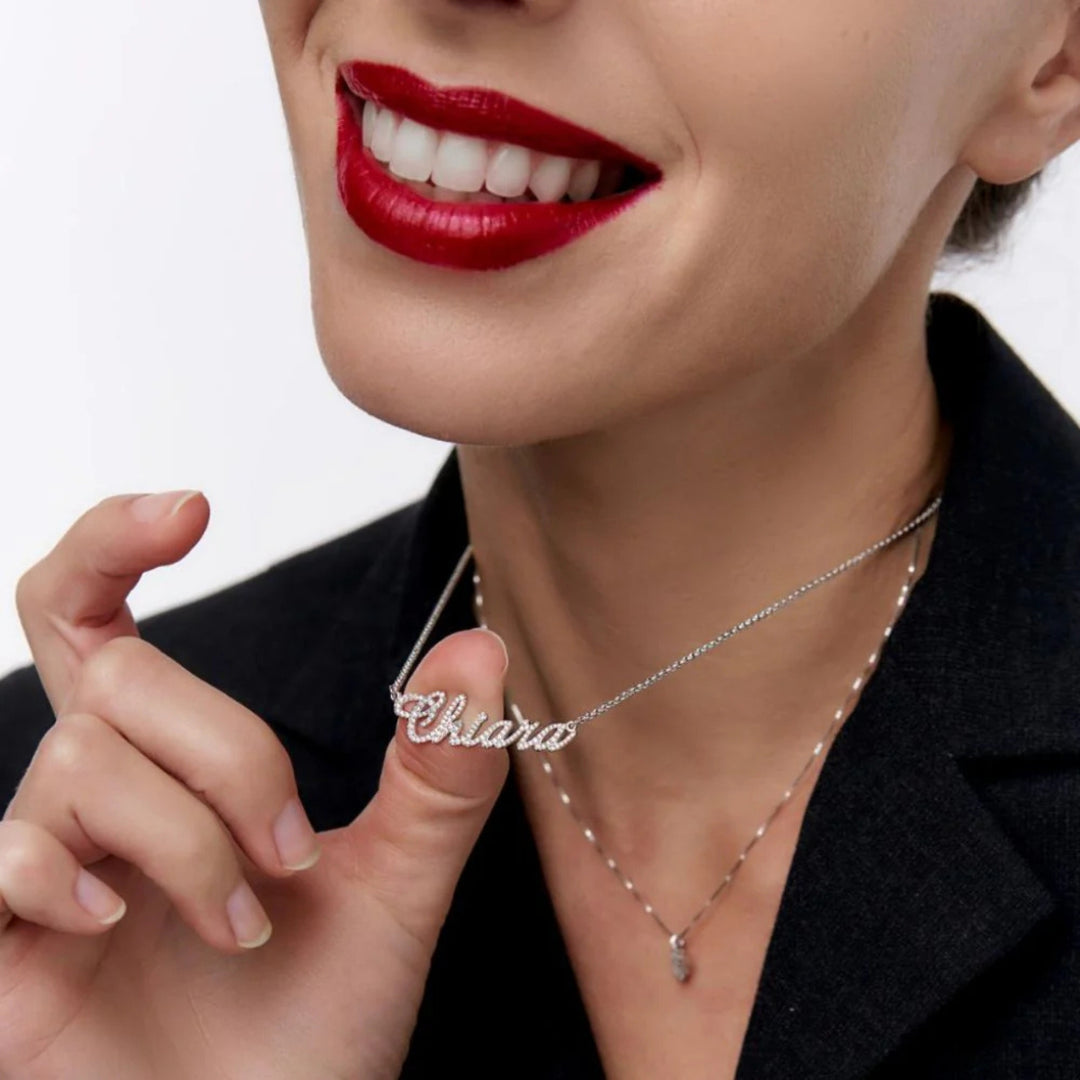 Colar Personalizado com Nome Em Zirconia Banhado a Ouro 18k