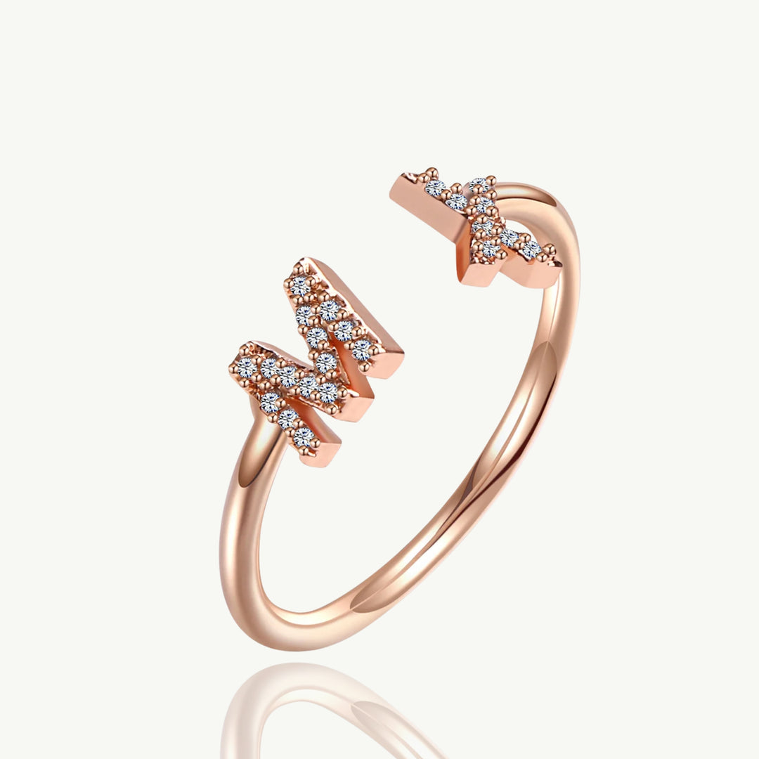 Anel Personalizado com Letras e Zircônia Banhado a Ouro 18k