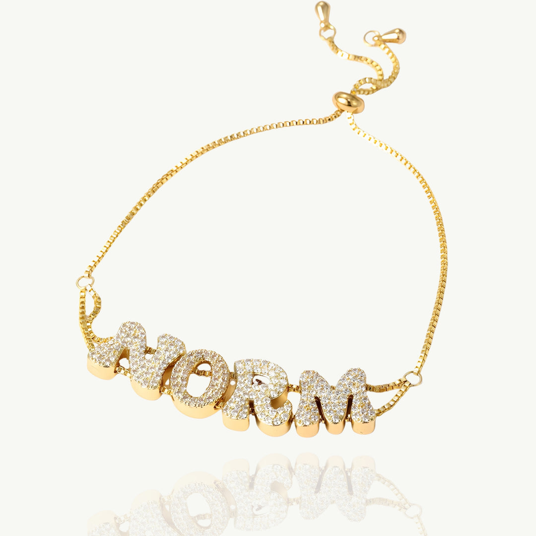 Pulseira Personalizada com Nome Em Zircônia Banhada a Ouro 18k