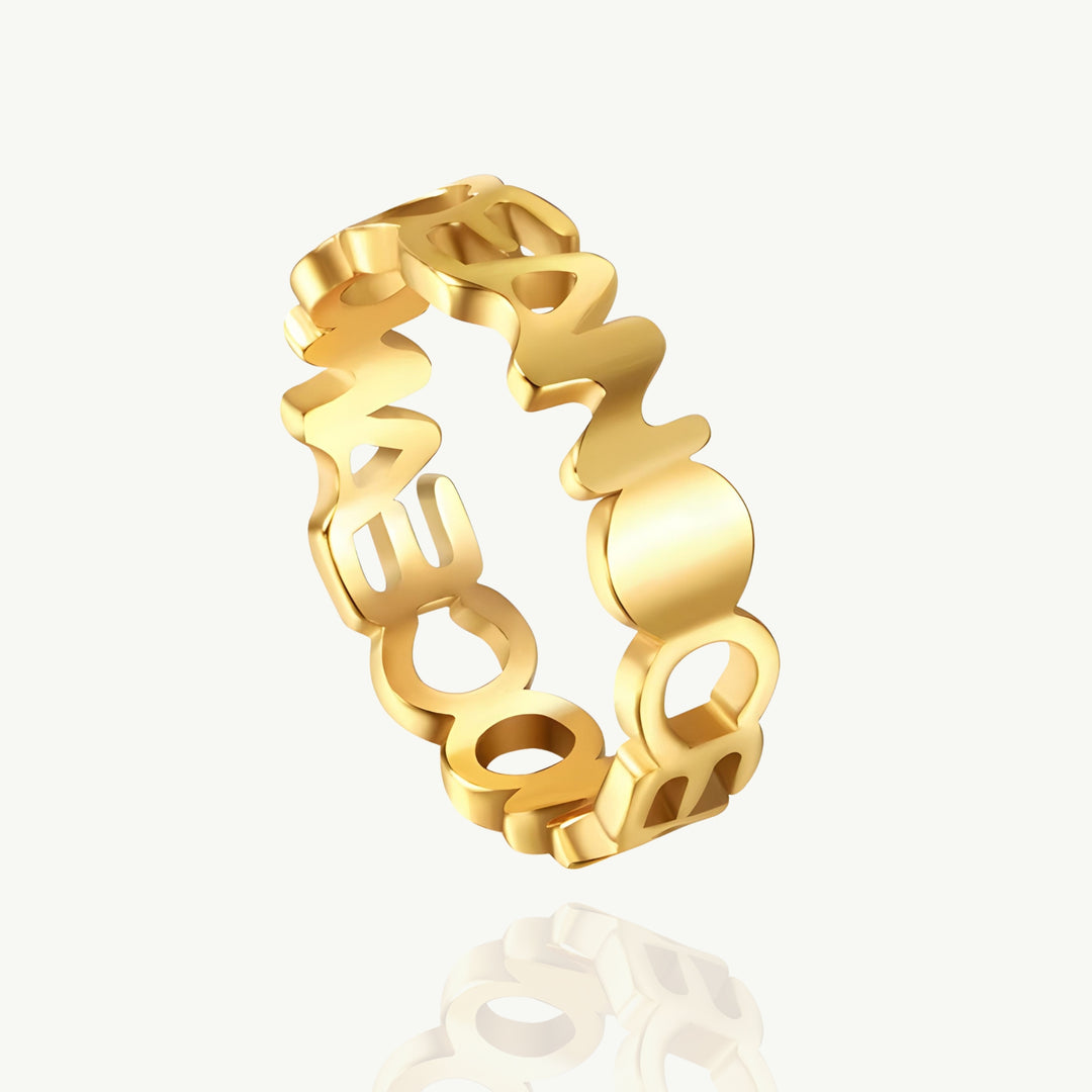 Anel Personalizado com Nome em Aço Inoxidável Banhado a Ouro 18k