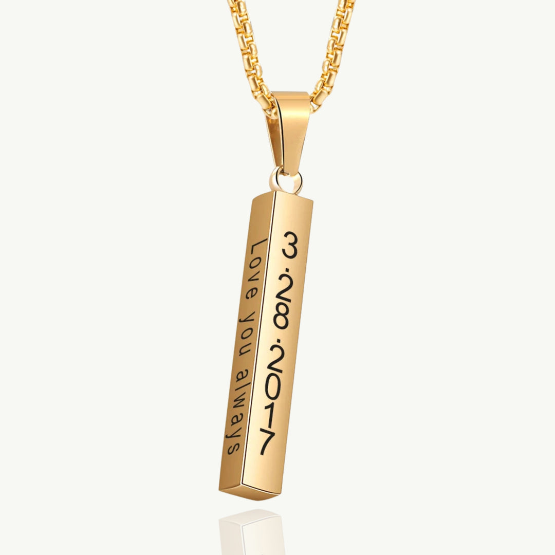 Colar Personalizado com Nome Gravado em Barra Vertical
