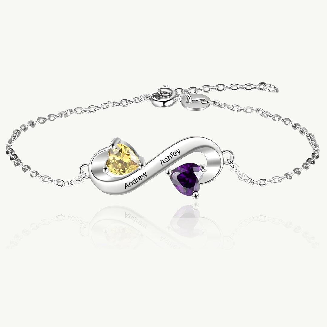 Pulseira Personalizada com Nome e Pedra do Mês