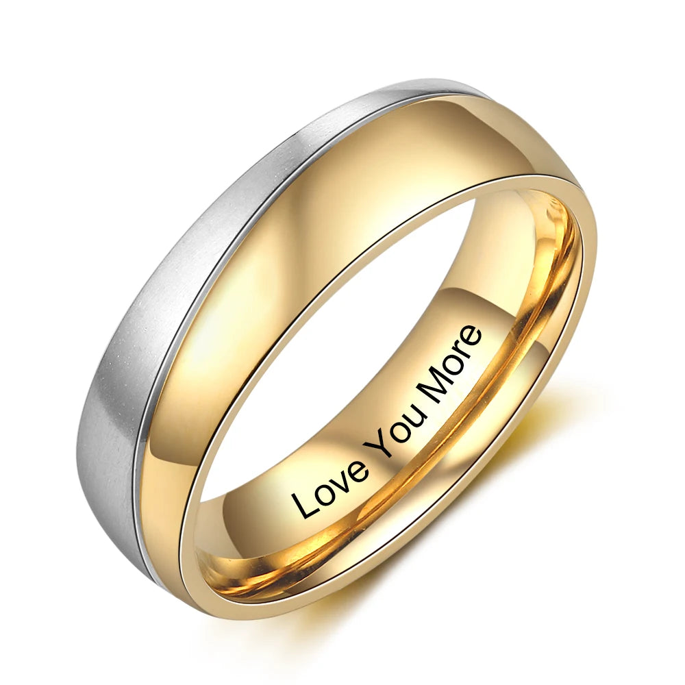 Anéis de noivado de casamento com gravação de nome personalizado para mulheres e homens anéis de casal personalizados com zircônia presente de aniversário