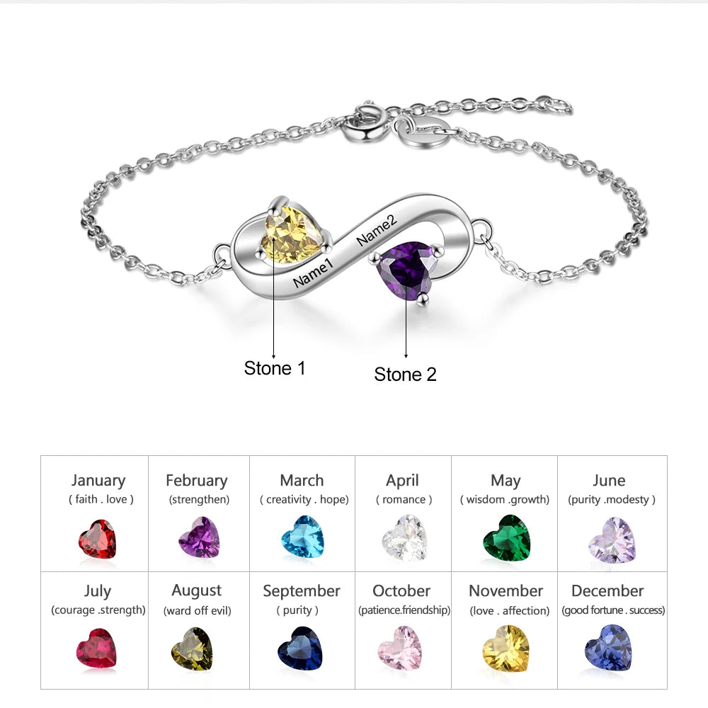Racersonalized racnfinity racracelet com art eart irirthstone 2 ustom 2 ames ames grangraved racracelets iift para est est amigo (eewelra ra 1010102564)