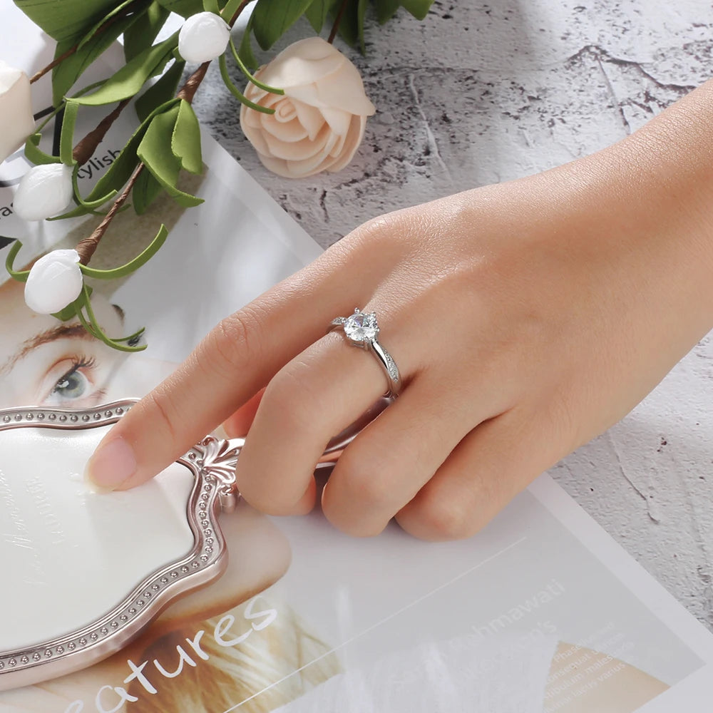 Anel de casamento clássico presente personalizado nome gravado anéis de cor prata para mulheres joias de aniversário (jóiara ri 103758 )