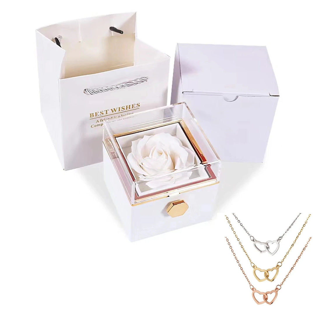Personalizado dos namorados sabão rosa jóias anel caixa girar pingente de casamento colar caso de armazenamento para mulheres namorada presente de natal
