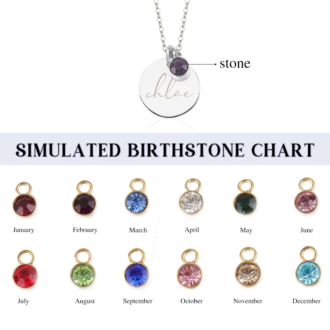 Colar com nome personalizado para mulheres, pingentes Birthstone, joias empilháveis, presente de aniversário, mamãe, esposa, filha, amigos