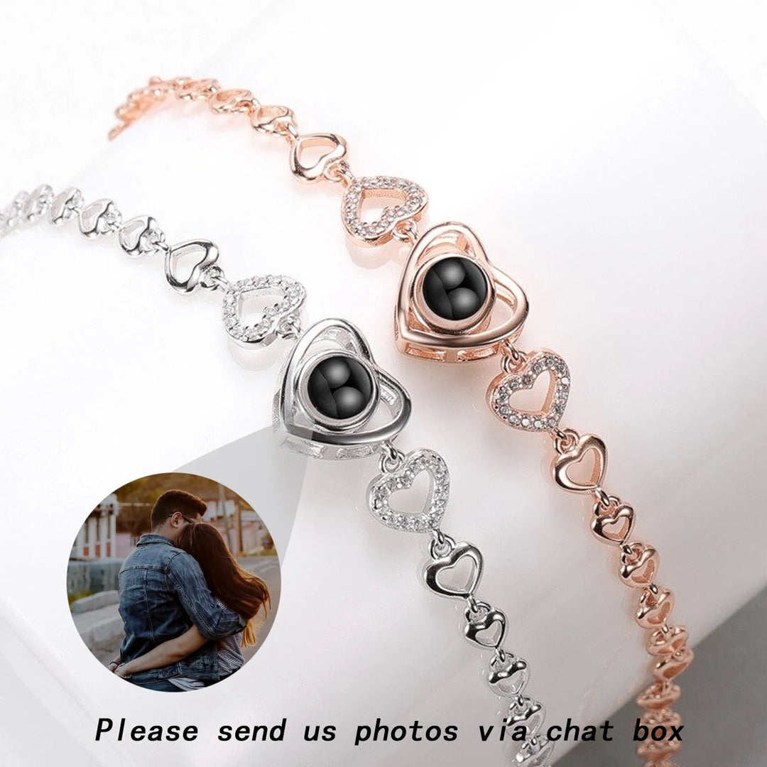 Pulseira de foto de projeção personalizada-pulseira com pingente de coração-projeção-pulseira de foto memorial-jóias fotográficas