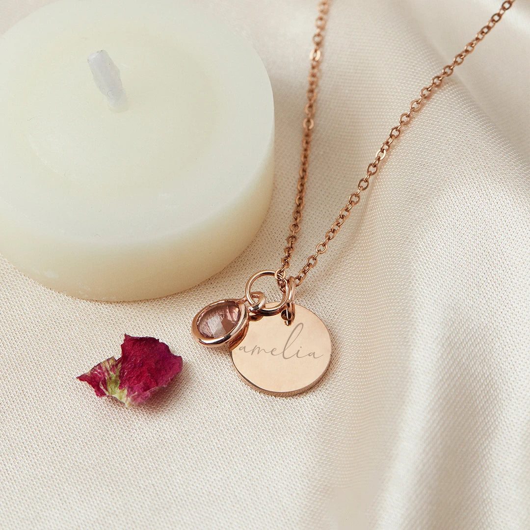 Colar com nome personalizado para mulheres, pingentes Birthstone, joias empilháveis, presente de aniversário, mamãe, esposa, filha, amigos
