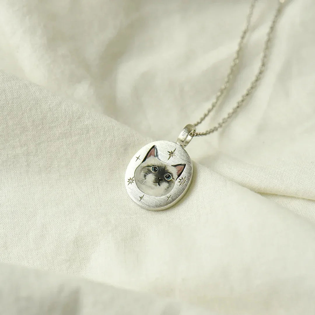 Colar de esmalte personalizado gato memorial colar gato esmalte jóias pet memorial gato presente para sua perda de animal de estimação jóias artesanais