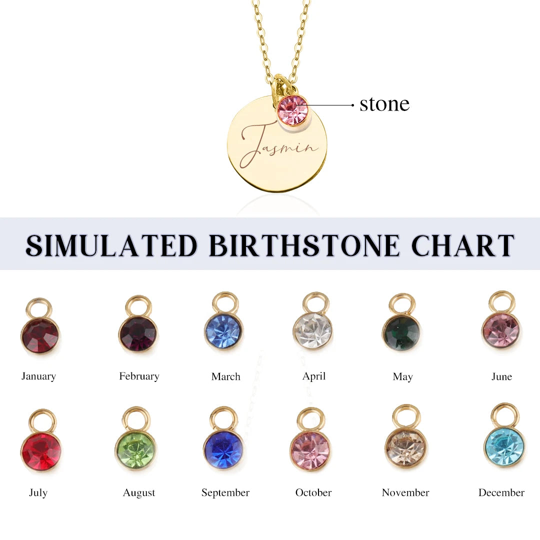 Colar com nome personalizado para mulheres, pingentes Birthstone, joias empilháveis, presente de aniversário, mamãe, esposa, filha, amigos
