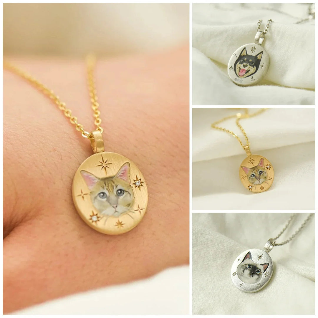 Colar de esmalte personalizado gato memorial colar gato esmalte jóias pet memorial gato presente para sua perda de animal de estimação jóias artesanais