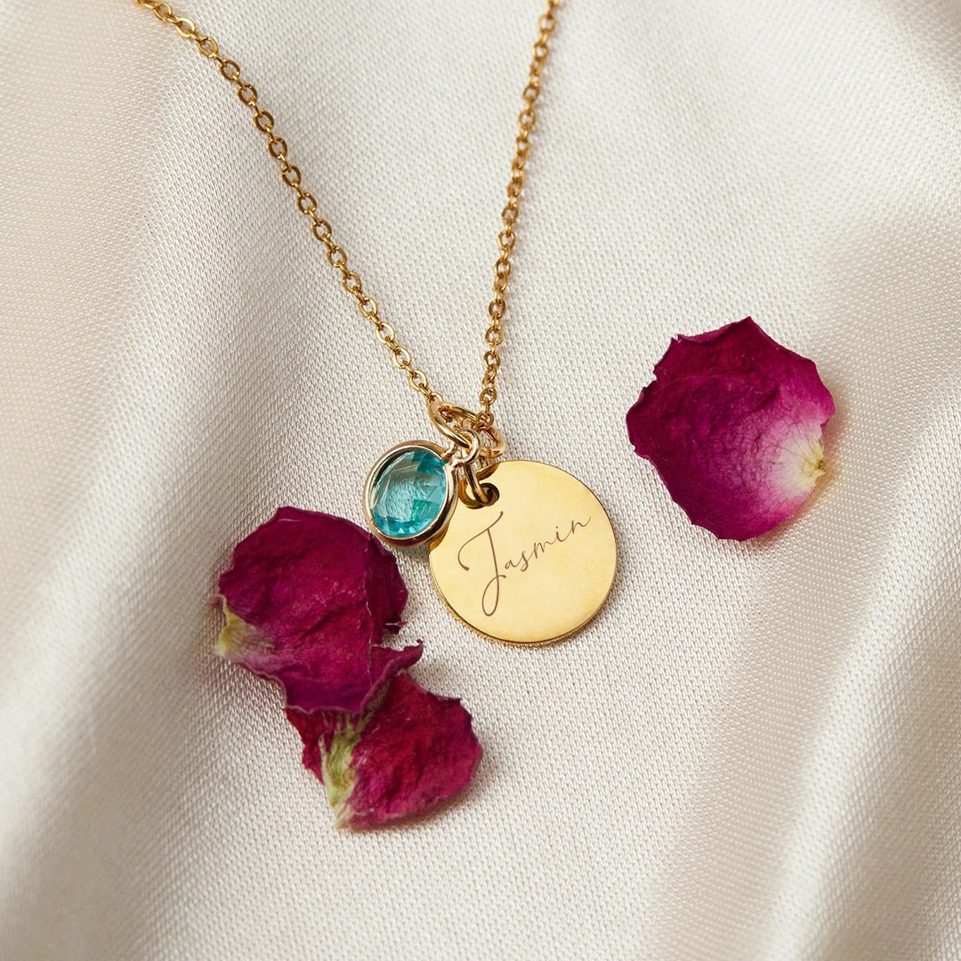 Colar com nome personalizado para mulheres, pingentes Birthstone, joias empilháveis, presente de aniversário, mamãe, esposa, filha, amigos