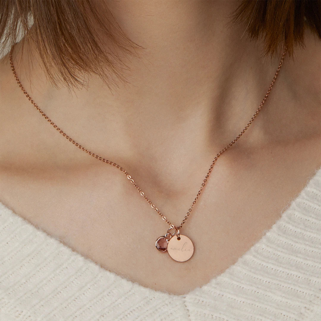 Colar com nome personalizado para mulheres, pingentes Birthstone, joias empilháveis, presente de aniversário, mamãe, esposa, filha, amigos