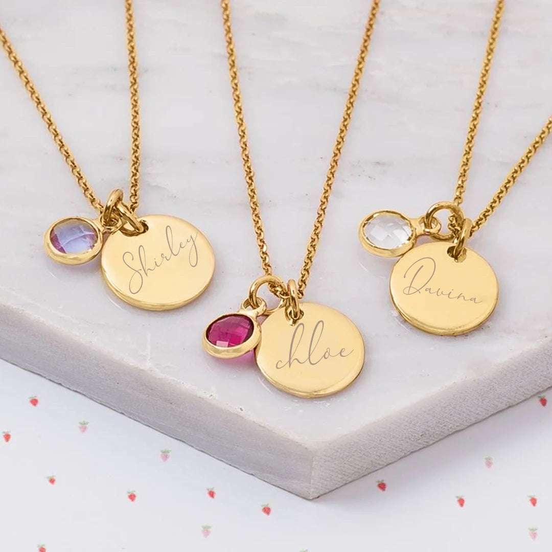 Colar com nome personalizado para mulheres, pingentes Birthstone, joias empilháveis, presente de aniversário, mamãe, esposa, filha, amigos