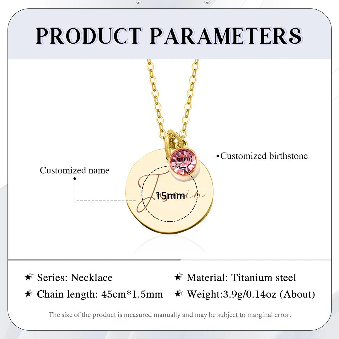 Colar com nome personalizado para mulheres, pingentes Birthstone, joias empilháveis, presente de aniversário, mamãe, esposa, filha, amigos