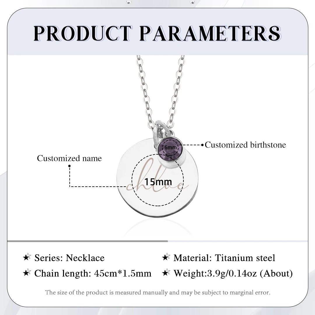 Colar com nome personalizado para mulheres, pingentes Birthstone, joias empilháveis, presente de aniversário, mamãe, esposa, filha, amigos