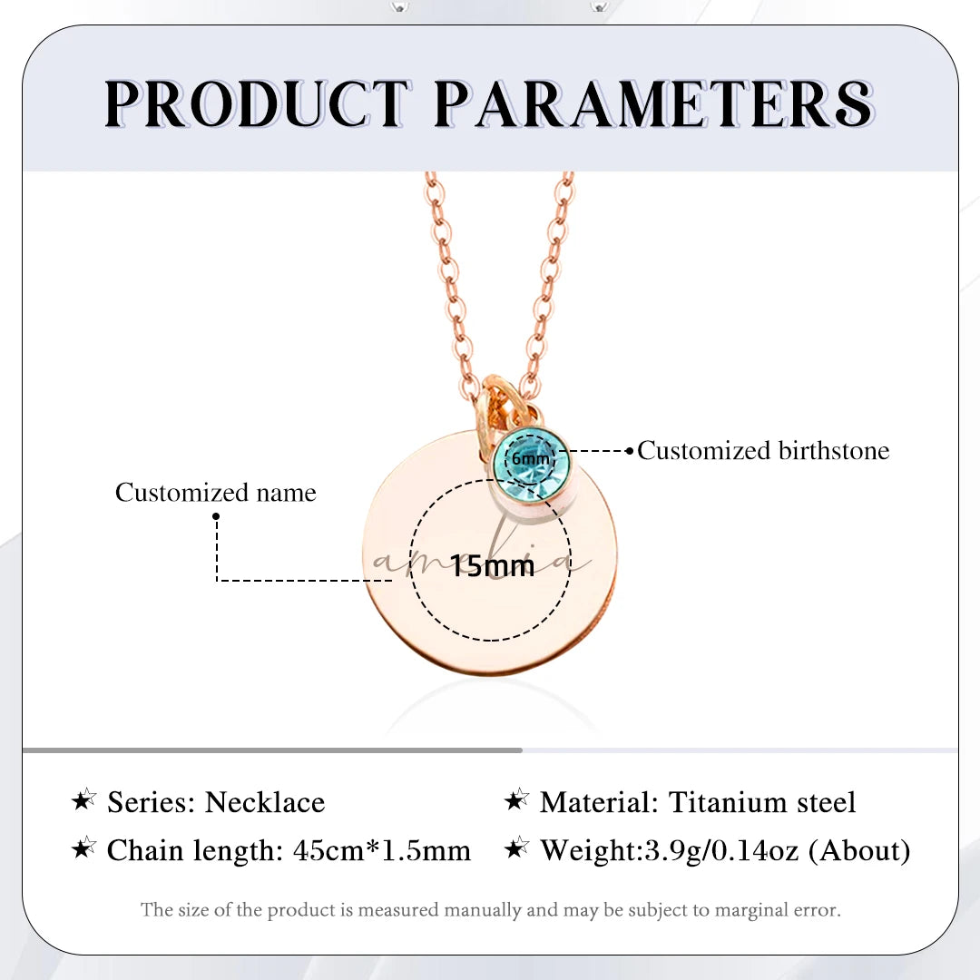 Colar com nome personalizado para mulheres, pingentes Birthstone, joias empilháveis, presente de aniversário, mamãe, esposa, filha, amigos