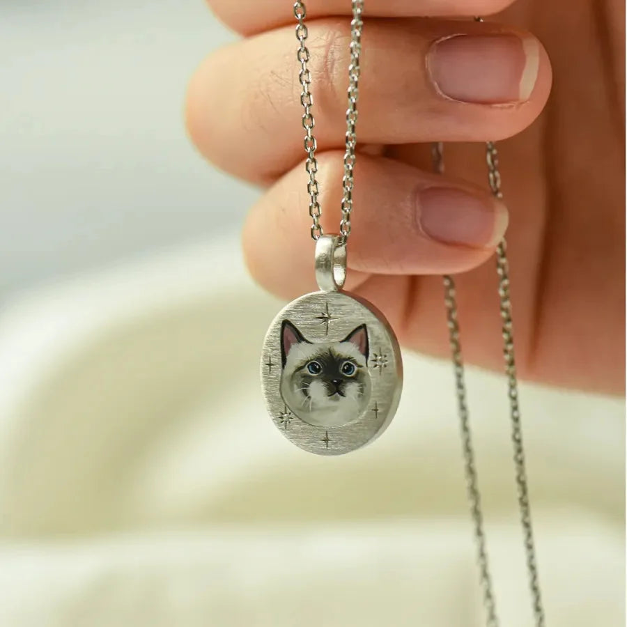 Colar de esmalte personalizado gato memorial colar gato esmalte jóias pet memorial gato presente para sua perda de animal de estimação jóias artesanais
