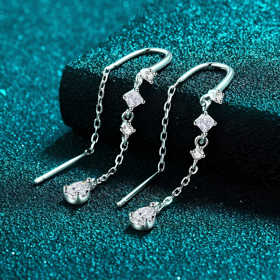 Brinco Passante com Gota de Moissanite em Prata 925