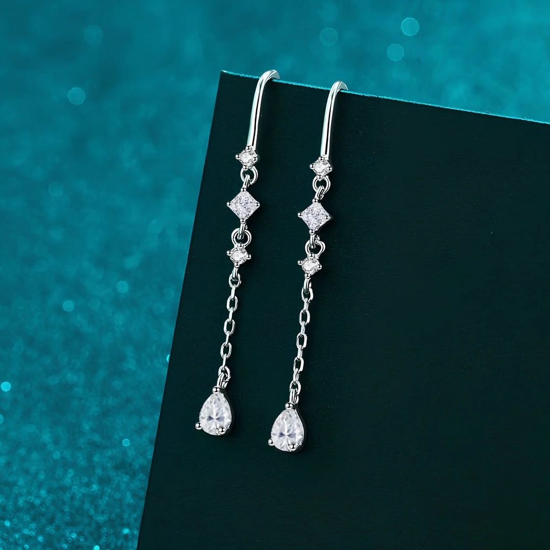 Brinco Passante com Gota de Moissanite em Prata 925