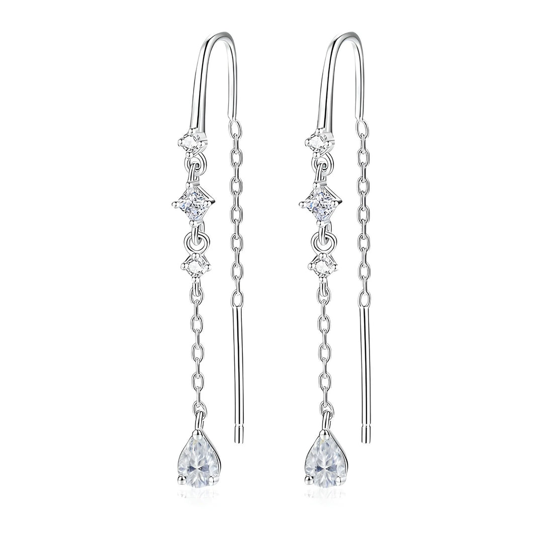 Brinco Passante com Gota de Moissanite em Prata 925