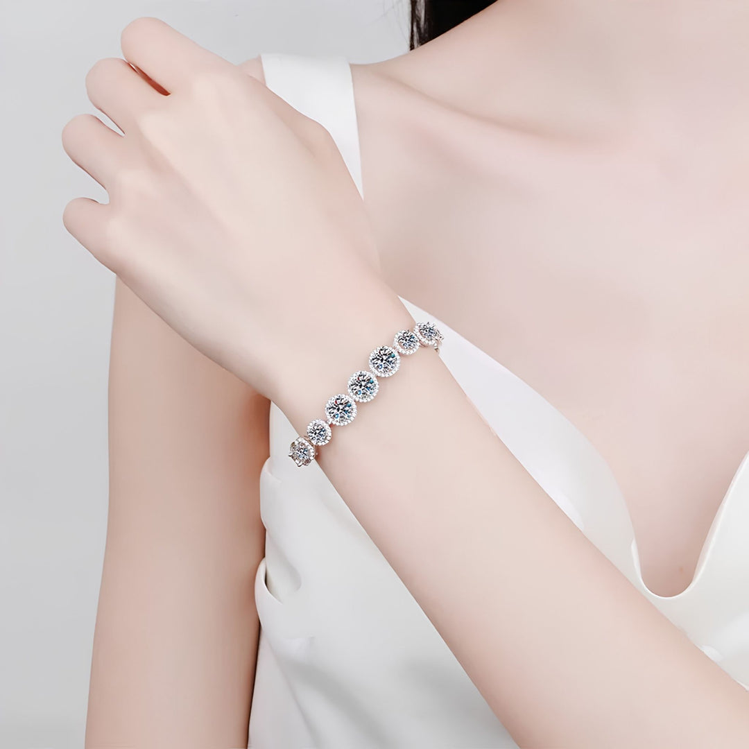 Pulseira de Moissanite com Halo a partir de 10 ct em Prata 925