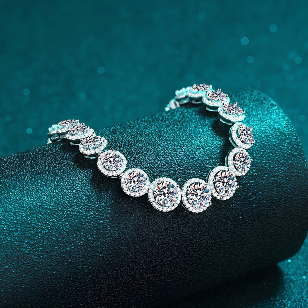 Pulseira de Moissanite com Halo a partir de 10 ct em Prata 925