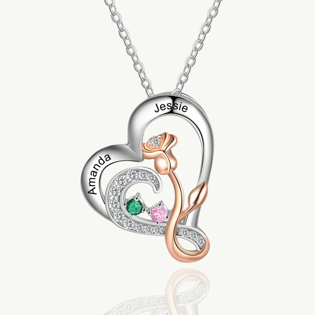 Colar Personalizado Rosa Nome Em Prata 925 E Pedra