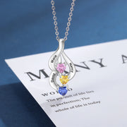3 coração birthstone pingentes jóias presentes de aniversário jóias personalizado nome gravável colares para mulheres personalizado