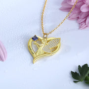 Nome personalizado gravado colar com personalizado birthstone ouro cor elf asas coração pingente com zircônia cúbica jóias