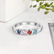 JewelOra-Anel de dedo personalizado de zircônia para mulheres, 4 birthstone, anéis de casamento personalizados, presentes exclusivos para a mãe, tamanho 6-12