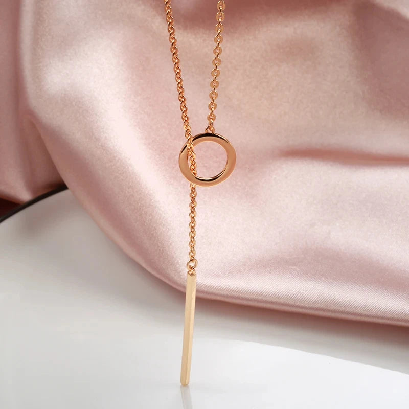 Colar Feminino Cobre Pingente Glossy Luxo Ouro Rosé 585