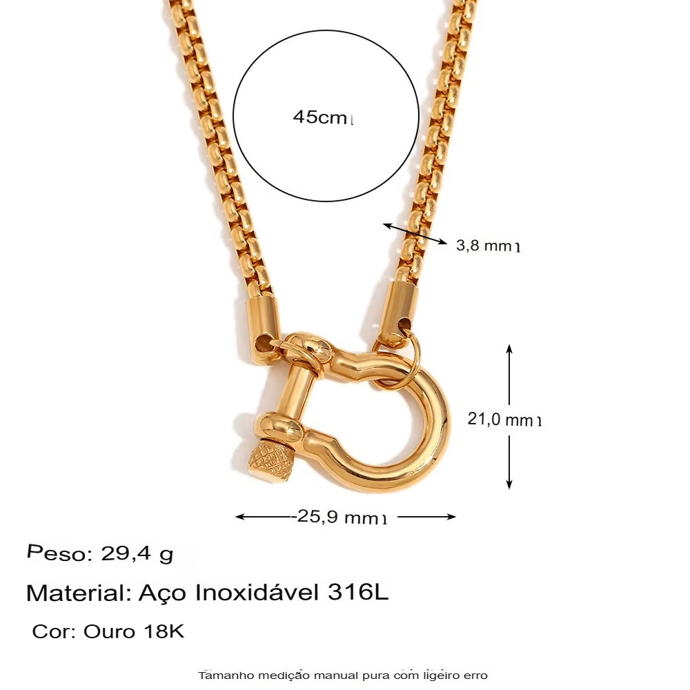 Colar Feminino Mosquetão Minimalista Aço Inoxidável - Ziriah