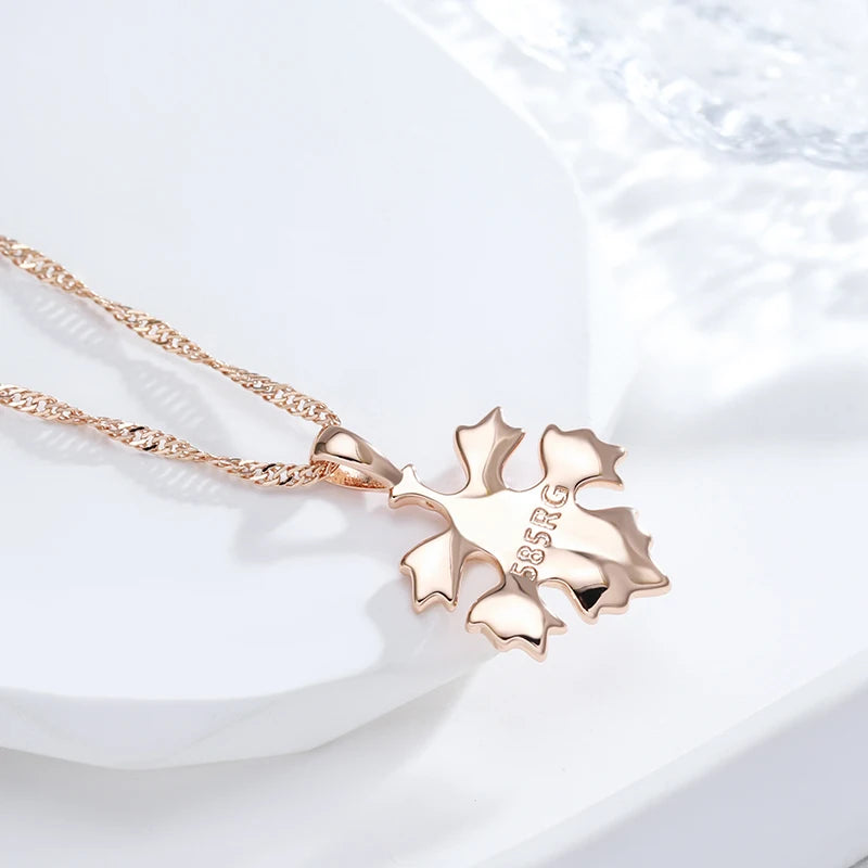 Colar Feminino Cobre Folha Bordo Glossy Natúreza Ouro Rosé