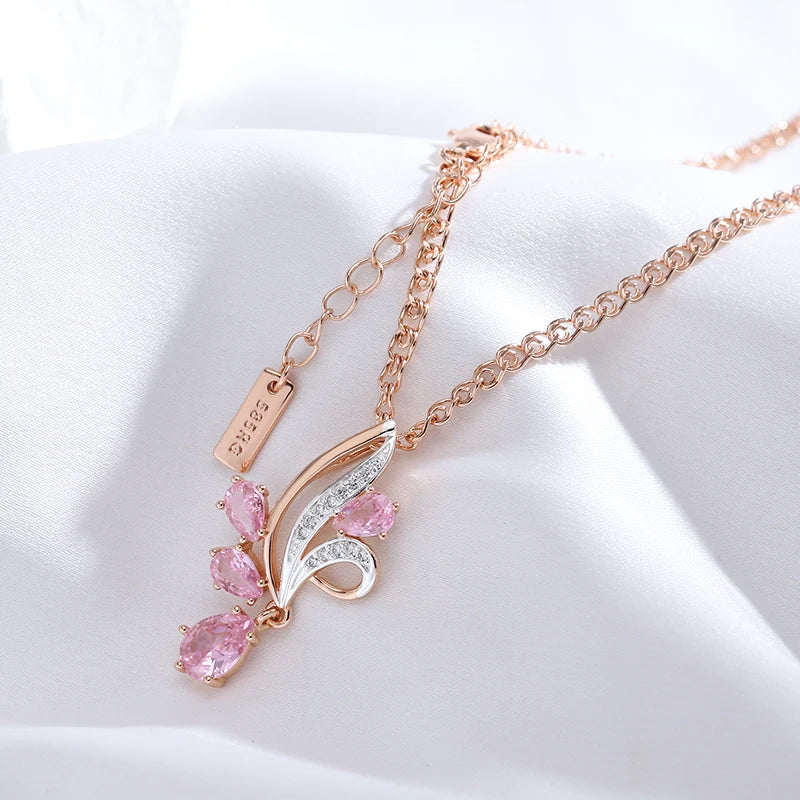 Colar Feminino Cobre Asa Zircônia Rosa Gota Ouro Rosé 585