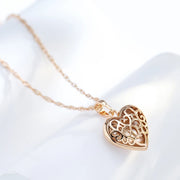 Colar Feminino Cobre Coração 3D Volumoso Polido Zircônia Solitária Ouro Rosé 585