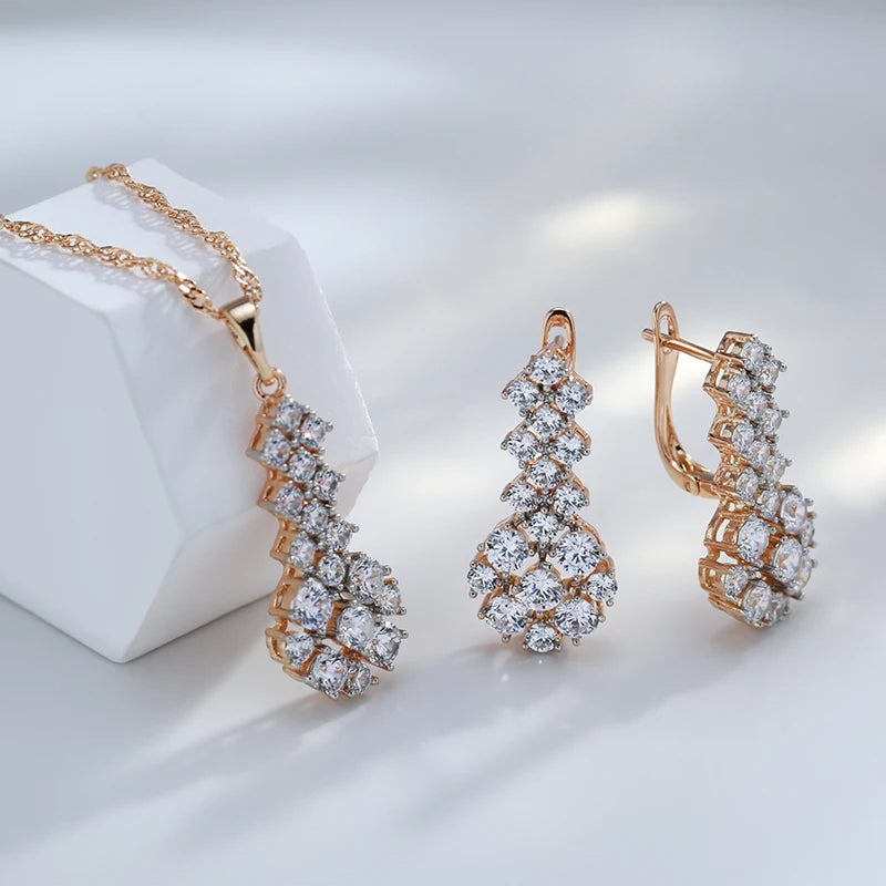 Colar Feminino Cobre Zircônia Étnico Retrô Ouro Rosé 585
