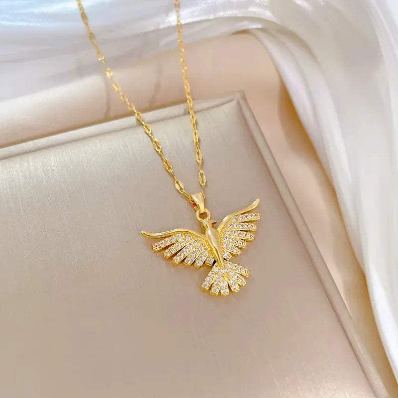 Colar Feminino Fênix Águia Poderosa em Aço Inoxidável