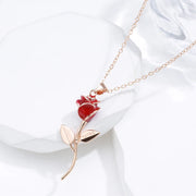 Colar Feminino Cobre Rosa Esmalte Vermelho Vintage Ouro Rosé
