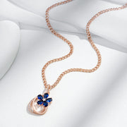 Colar Feminino Cobre Flor Safira Azul Pear Argola Pavê Ouro Rosé 585