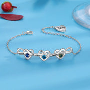 Pulseira de coração com nó personalizado com 2 a 6 pedras de aniversário, nome personalizado da família, pulseiras e pulseiras gravadas, presente para mães, namorada