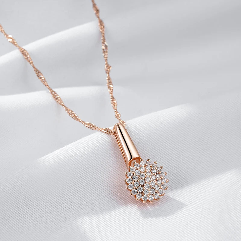 Colar Feminino Flor Zircônia Ouro Rosé 585 Cobre