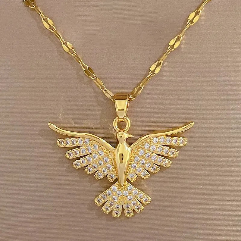 Colar Feminino Fênix Águia Poderosa em Aço Inoxidável