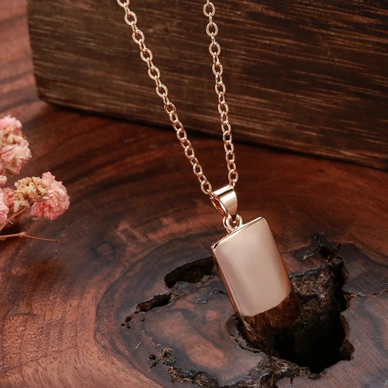 Colar Feminino Cobre Quadrado Glossy Minimalista Ouro Rosé