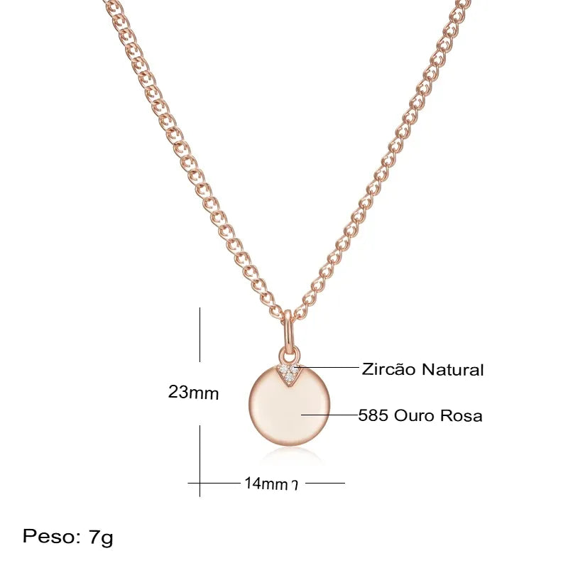 Colar Feminino Cobre Pingente Zircônia Glossy Ouro Rosé