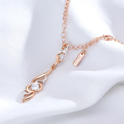 Colar Feminino Cobre Drop Ondulado Bicolor Zircônia Ouro Rosé Prata 585